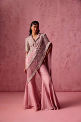 LAVENDER CUT OUT JACKET WITH DORI DRAPE PALLA