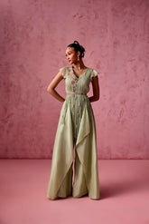 PISTA GREEN DORI TOP DRAPED PANTS