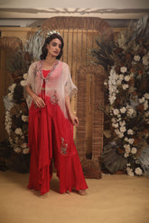 shaded cape set with draped pants