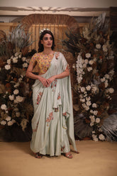 PISTACHIO DRAPED PANTS SAREE