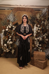 BLACK DRAPED JACKET SET