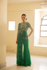 Jaali cape peplum set