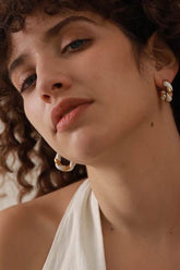 Paz White & Gold Twisted Hoop