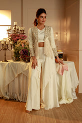 OFF WHITE HAND EMBROIDERED CORD PANT SET