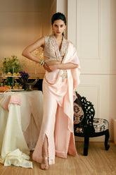 CUT OUT BLAZER BLOUSE DRAPE SET