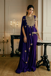 ASYMMETRICAL PEPLUM CAPE WITH GHARARA.