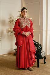 THREADWORK INVERTED V YOKE EMBROIDERED ANARKALI