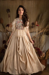 top with draped lehenga skirt