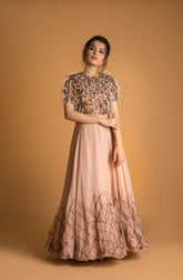 feather and sequence embroidery lehenga