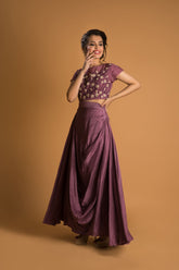 draped skirt and crop top