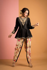 short anarkali jacket with dhoti pants