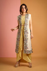 draped skirt and jacket set