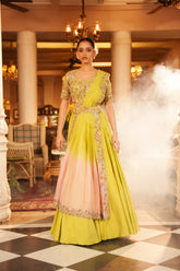 HAND EMBROIDERED LEHENGA SET WITH SHADED DUPATTA