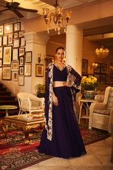 HAND EMBROIDERED CAPE LEHENGA SET