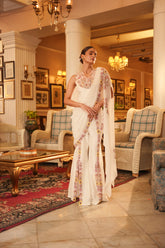 HAND EMBROIDERED JACKET DRAPE SAREE SET
