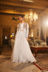 HAND EMBROIDERED TASSEL JACKET AND SHARAR SET