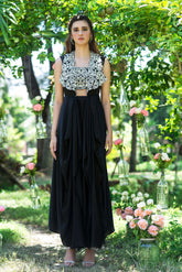 black cowl jacket set