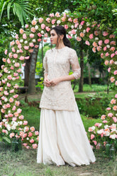 tone on tone embroidered kurta and sharara