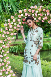 short staright kurta and draped pants