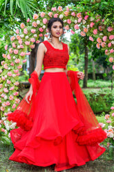 red lehenga set