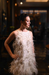 Off White Feather Dress