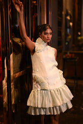 Ice Blue Tube Feather Dress