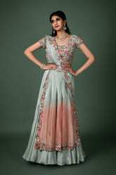 shaded pistachio lehenga set