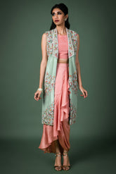 pistachio and rose pink jacket set