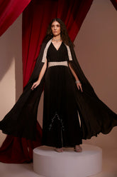 THREADWORK AND DABKA CHECK EMBROIDERED CORD TASSEL JUMPSUIT.