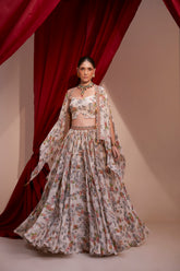 EMBROIDERED PRINTED LEHENGA SET