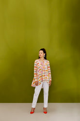 HAND EMBROIDERED STATEMENT COLLAR COLORFUL CANDY PRINT SHIRT & PANTS
