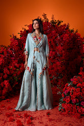 Ice Blue Kaftan Sharara set