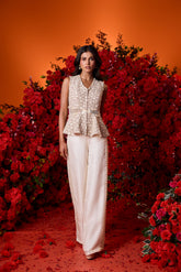 Interlaced Embroidered Peplum set