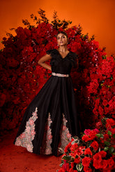 Star floral black gown