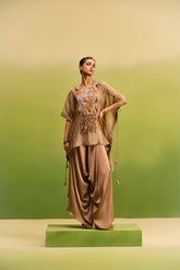 Champgne Tissue kaftan set with harem pant