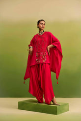 Red Kaftan Tone on Tone Work