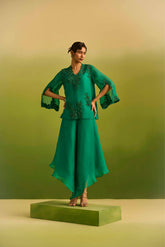 Emerald Green Front Open Kurta Set