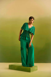 Green Dori Peplum Paired with emb Pant