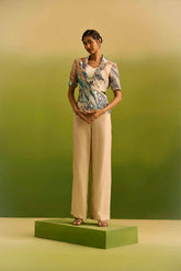 Oceanic Print Cutout Jacket with Pant