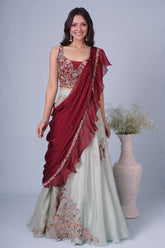 PISTA DRAPED LEHENGA SET