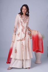 OFFWHITE ZARDOZI WORK ANARKALI SET