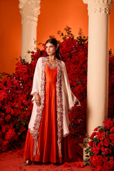 off white and Rust Anarkali