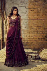 SHARARA DRAPED SAREE SET
