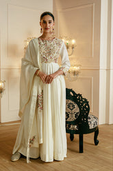 threadwork embroidered anarkali with dupatta