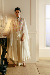 3d Florals High Neck Top And Asymmetric Pant Set