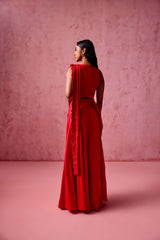 RED DRAPE SAREE(SALINI DAGA)