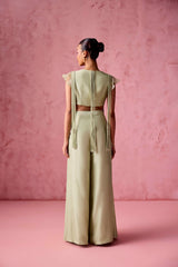 PISTA GREEN DORI TOP DRAPED PANTS