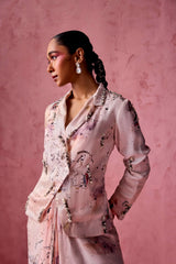 PRINTED JACKET DRAPE SKIRT