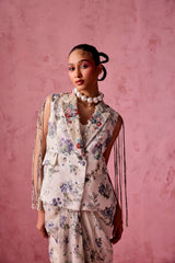 PRINTED DORI SLEEVES JACKET SET DRAPE SKIRT