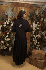 BLACK DRAPED JACKET SET